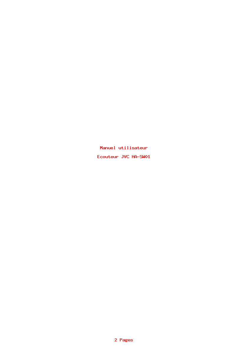 Page 1 de la notice Manuel utilisateur JVC HA-SW01