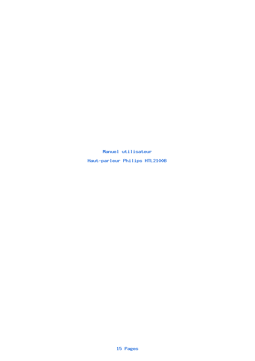 Page 1 de la notice Manuel utilisateur Philips HTL2100B