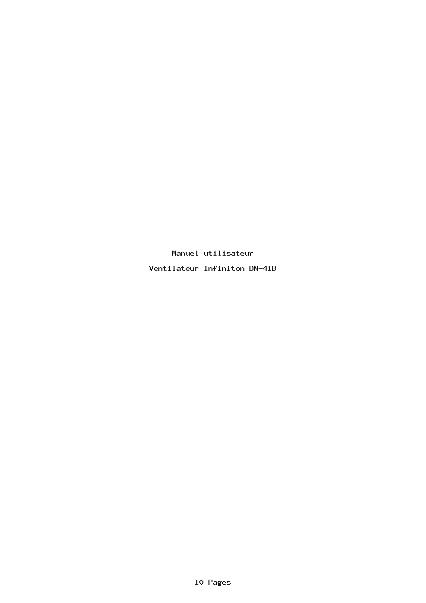 Page 1 de la notice Manuel utilisateur Infiniton DN-41B