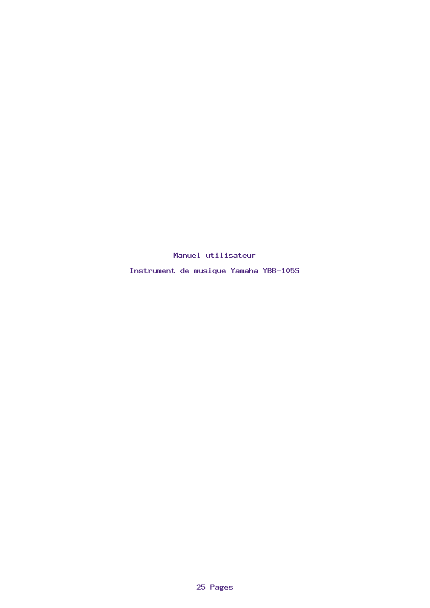 Page 1 de la notice Manuel utilisateur Yamaha YBB-105S
