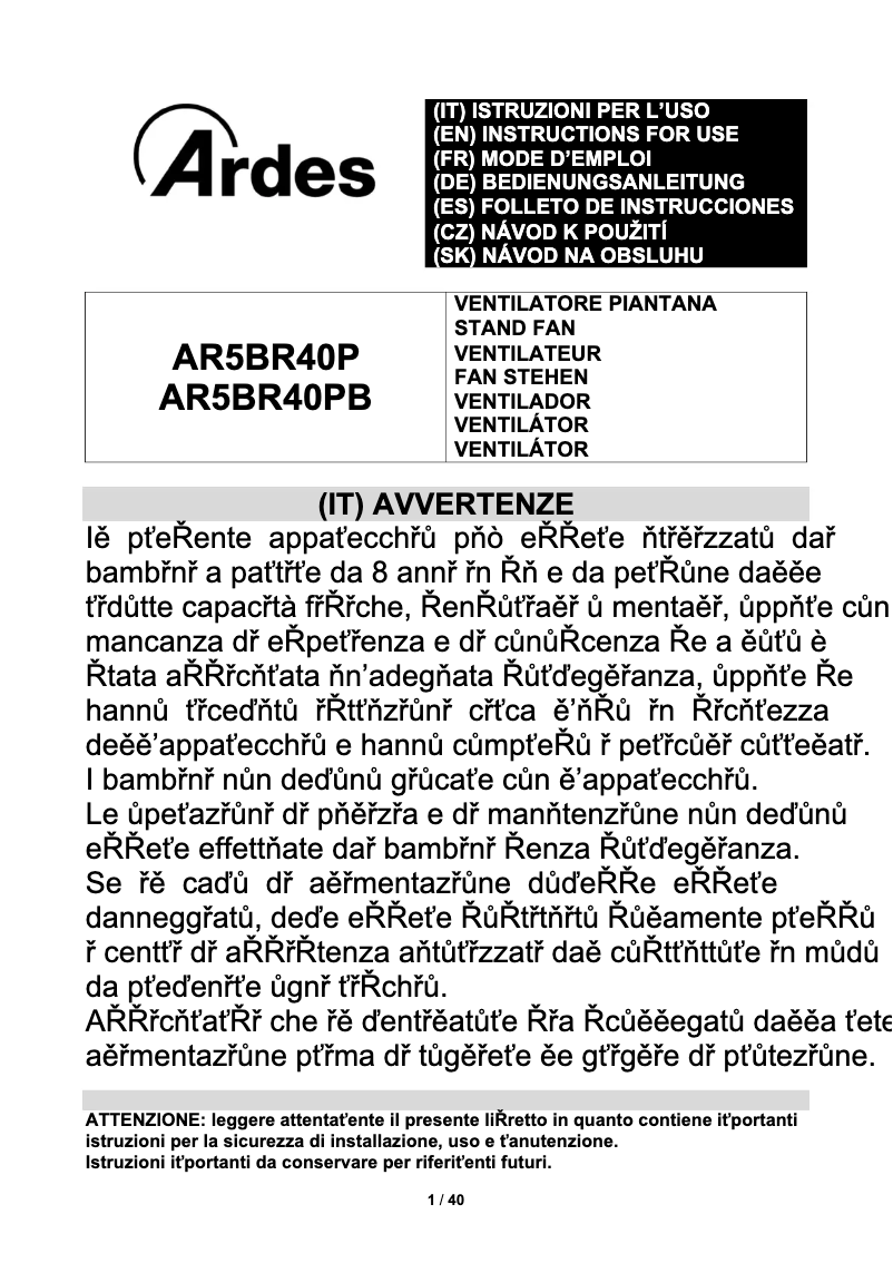 Page 1 de la notice Manuel utilisateur Ardes AR5BR40P