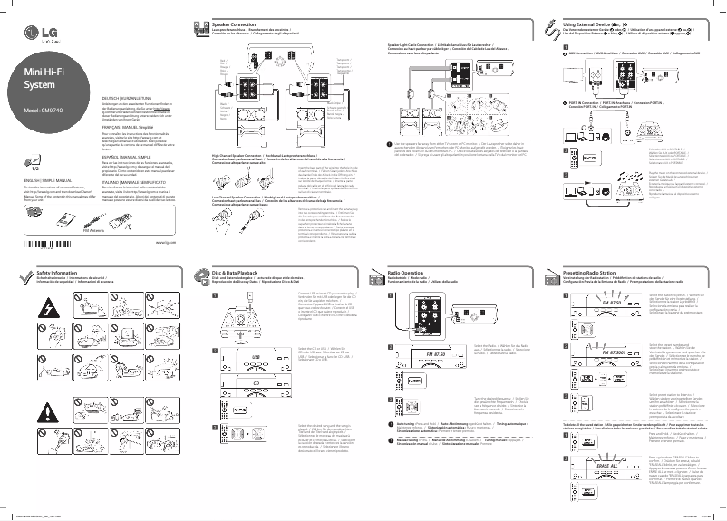 Page 1 de la notice Guide de démarrage rapide LG CM9740