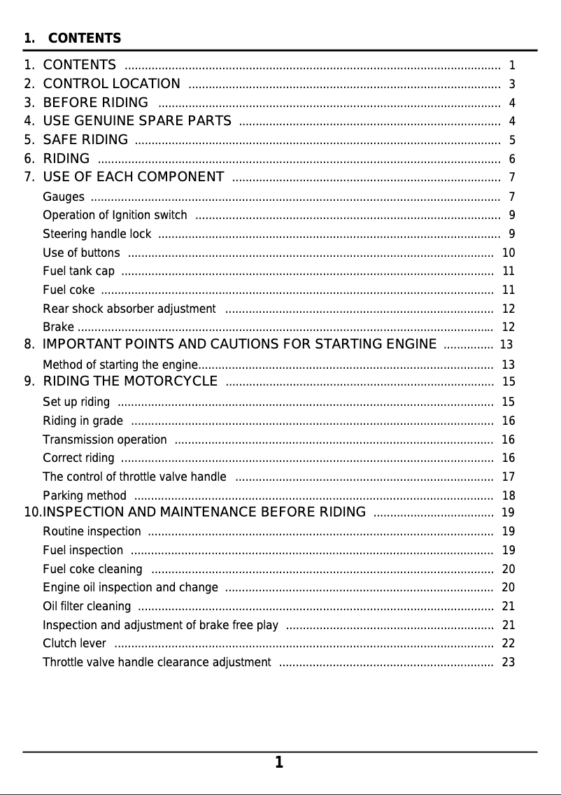 Page 1 de la notice Manuel utilisateur SYM Wolf Classic