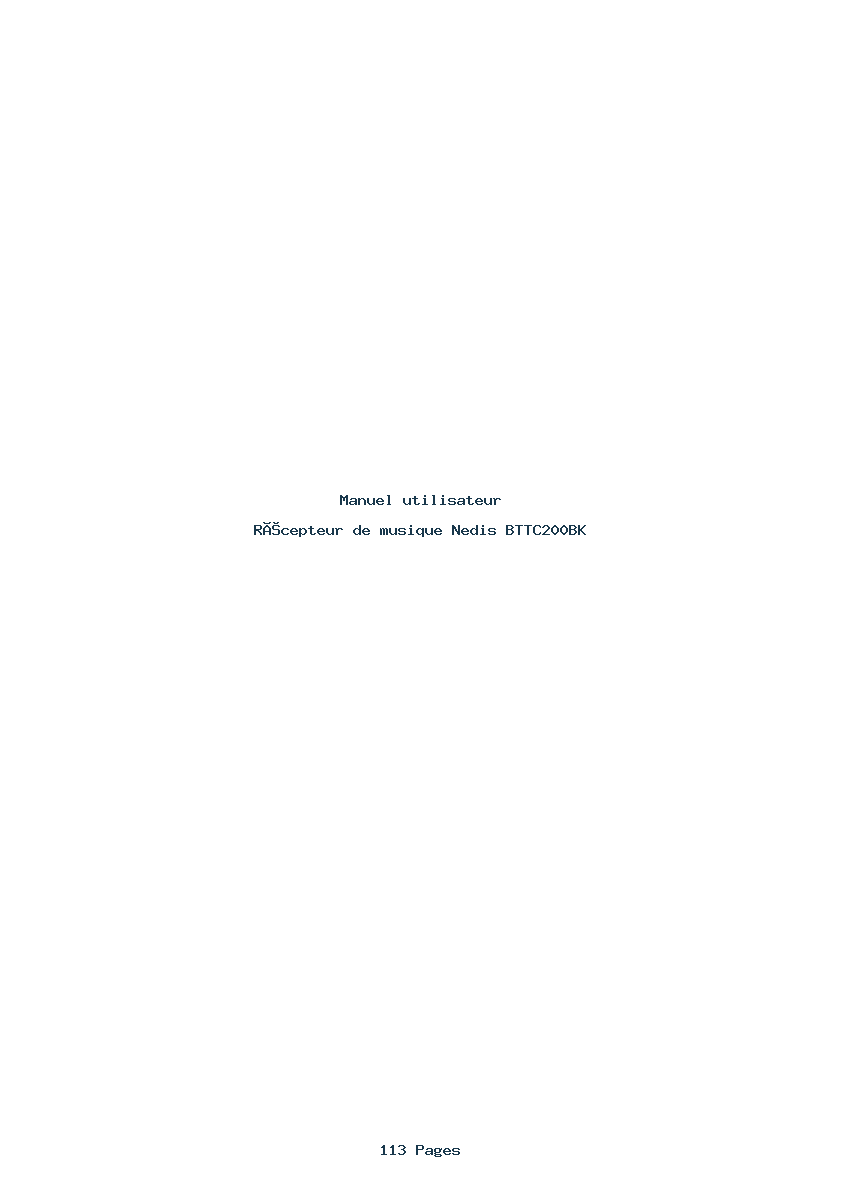 Page 1 de la notice Manuel utilisateur Nedis BTTC200BK