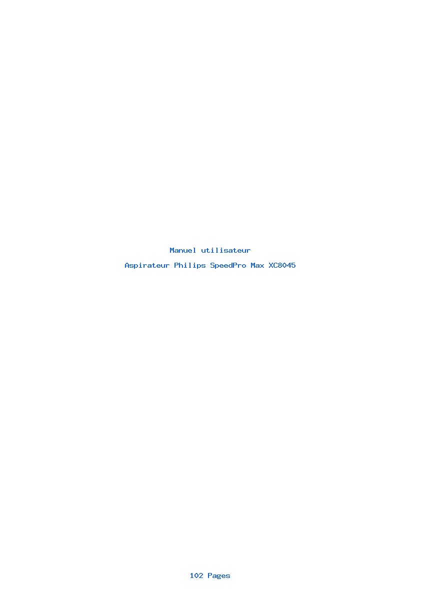 Page 1 de la notice Manuel utilisateur Philips SpeedPro Max XC8045