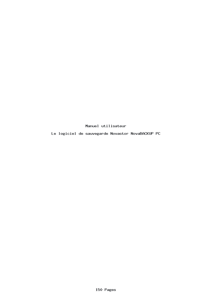 Page 1 de la notice Manuel utilisateur Novastor NovaBACKUP PC