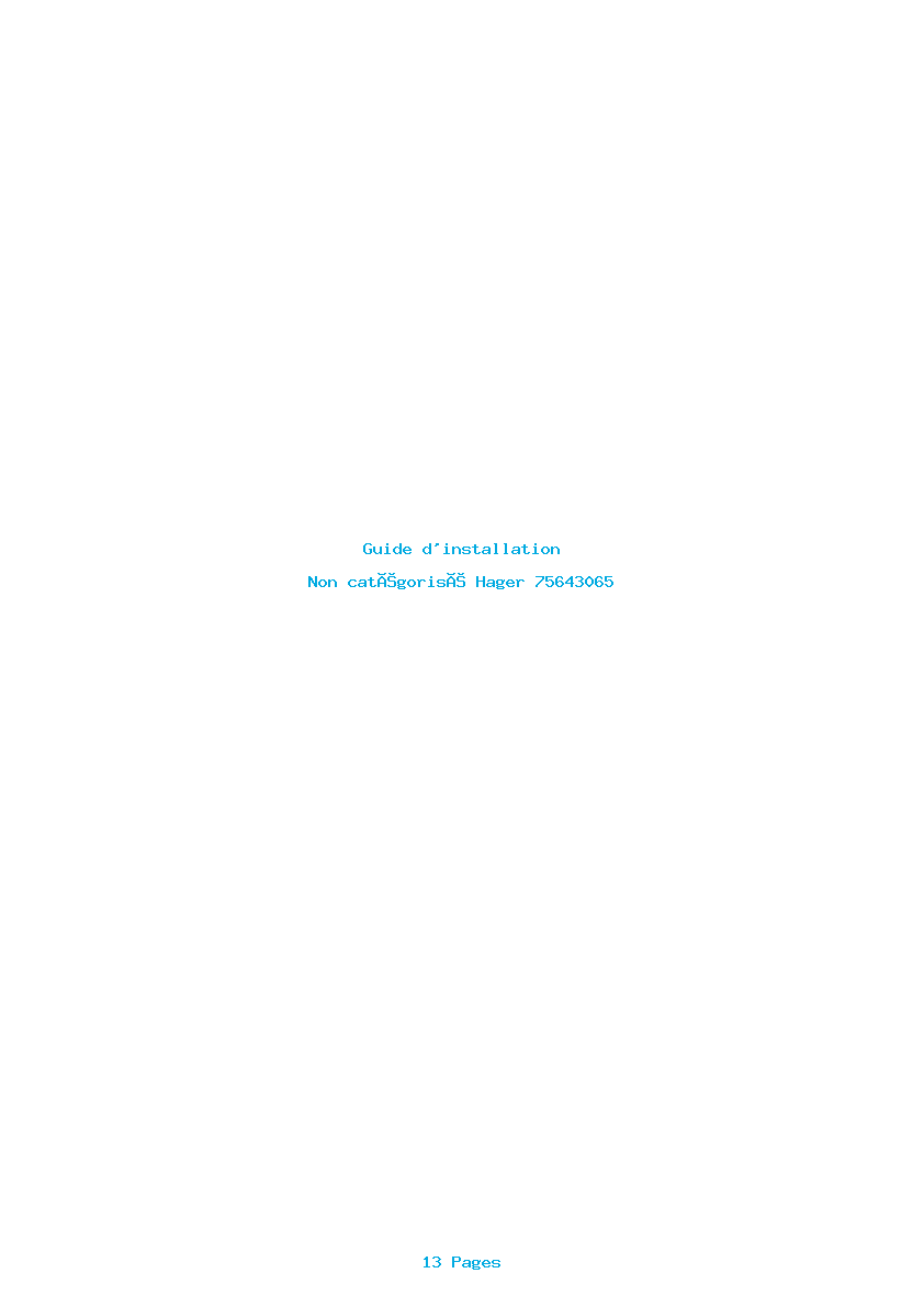Page 1 de la notice Guide d'installation Hager 75643065