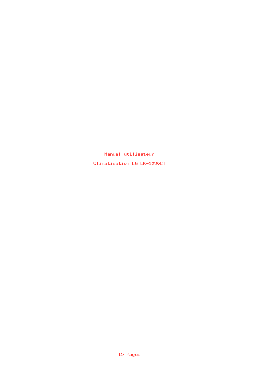 Page 1 de la notice Manuel utilisateur LG LK-1080CH