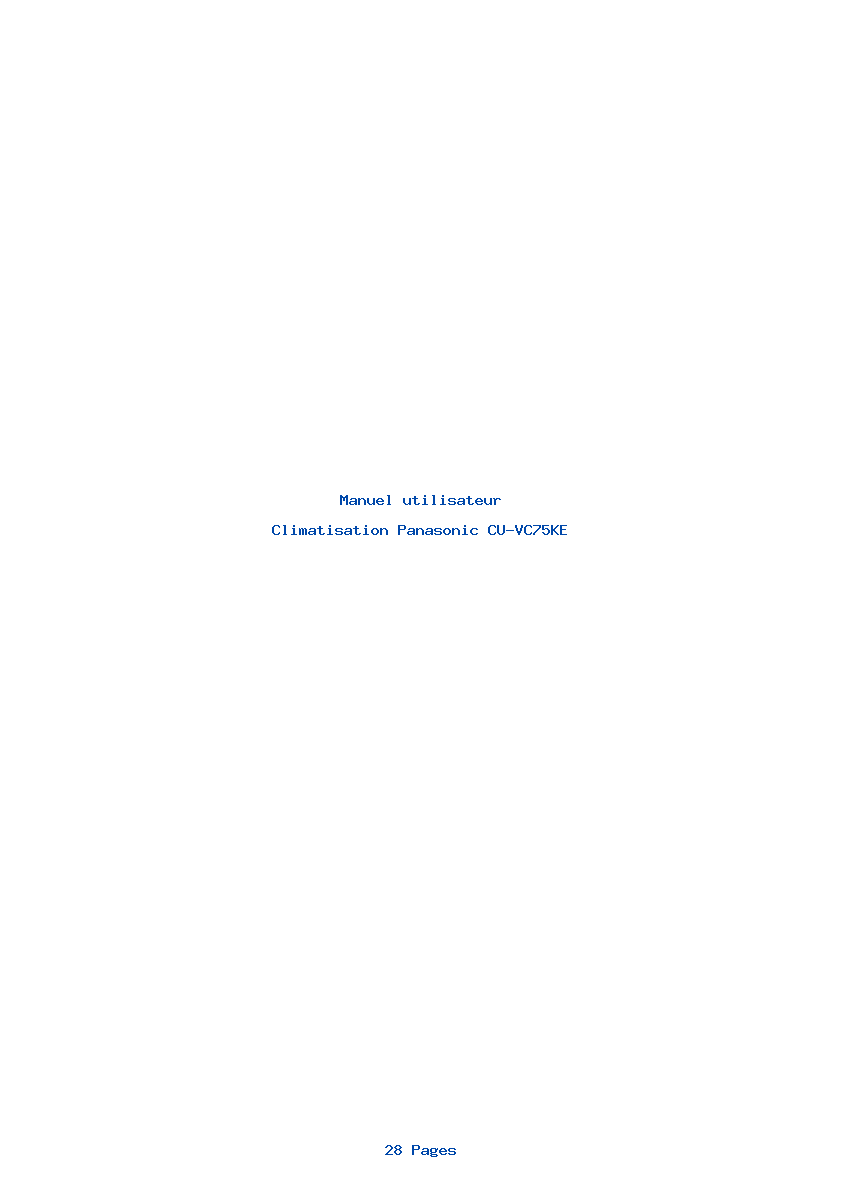 Page 1 de la notice Manuel utilisateur Panasonic CU-VC75KE