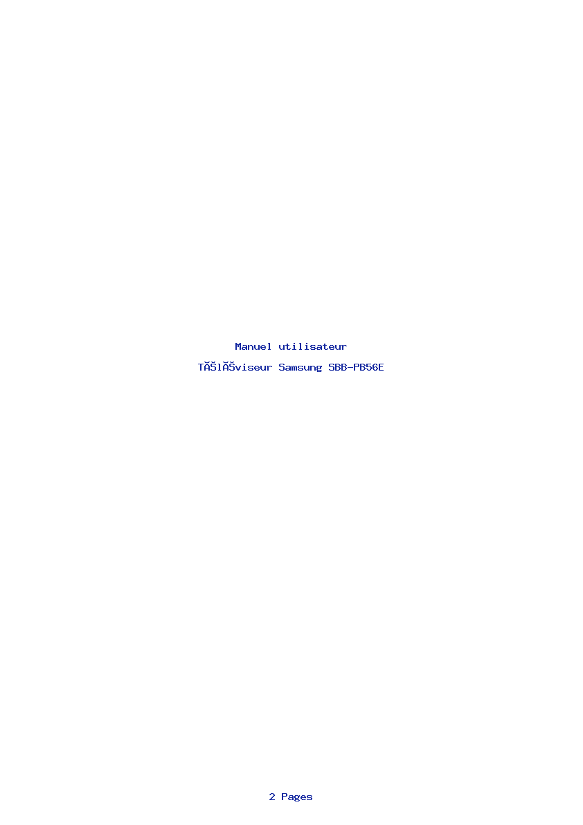 Page 1 de la notice Manuel utilisateur Samsung SBB-PB56E