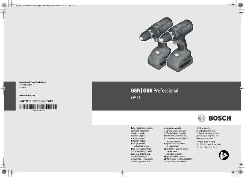 Page 1 of the manual User Manual Bosch GSR 18-2-LI Plus