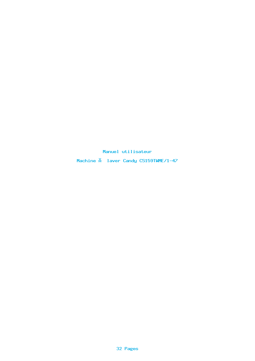 Page 1 de la notice Manuel utilisateur Candy CS159TWME/1-47