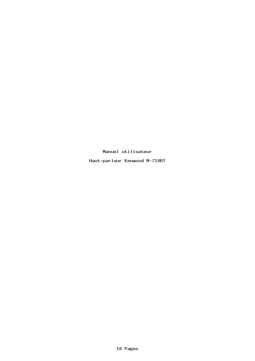 Page 1 de la notice Manuel utilisateur Kenwood M-718BT