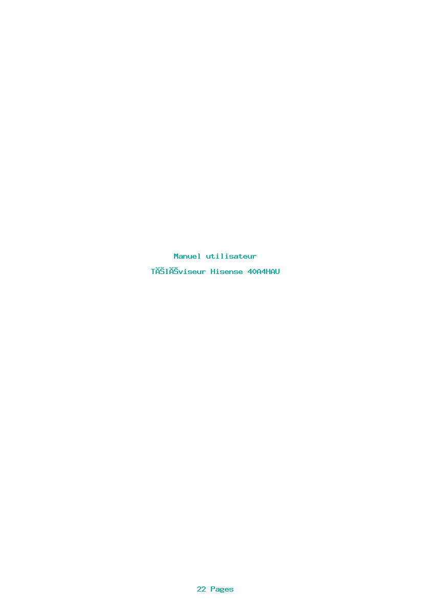 Page 1 de la notice Manuel utilisateur Hisense 40A4HAU