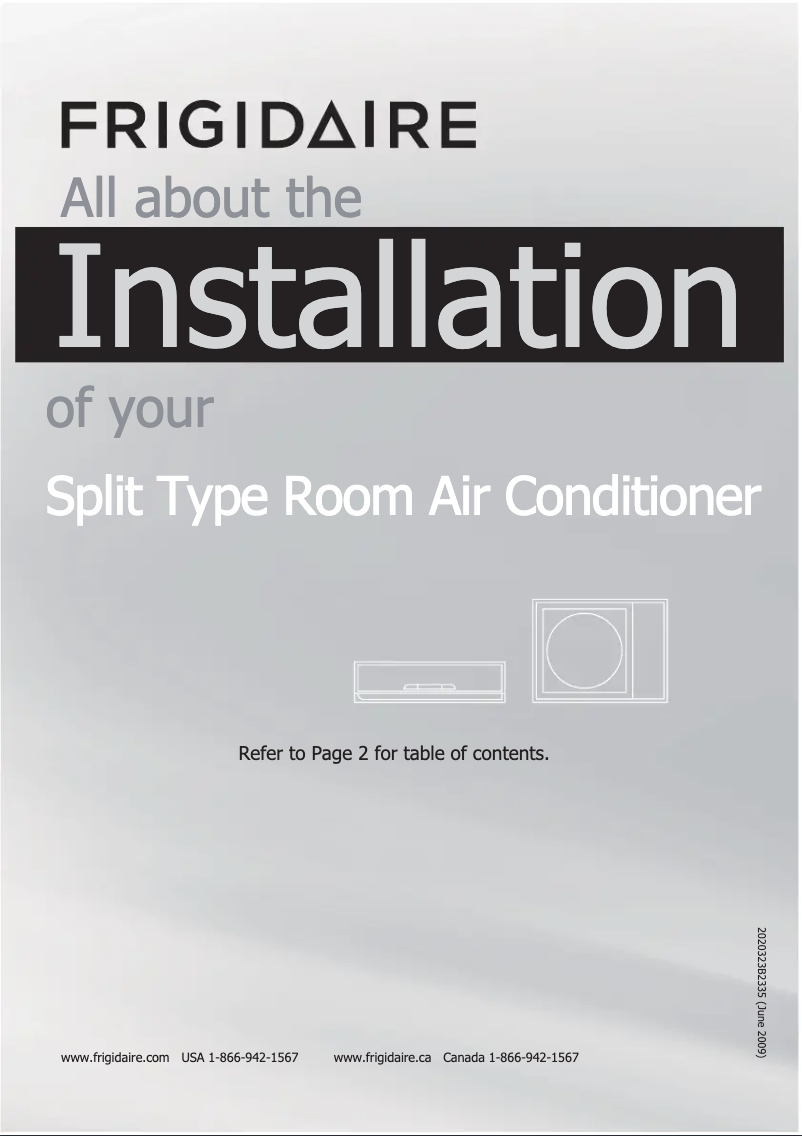 Page 1 de la notice Guide d'installation Frigidaire FFHP362WQ2