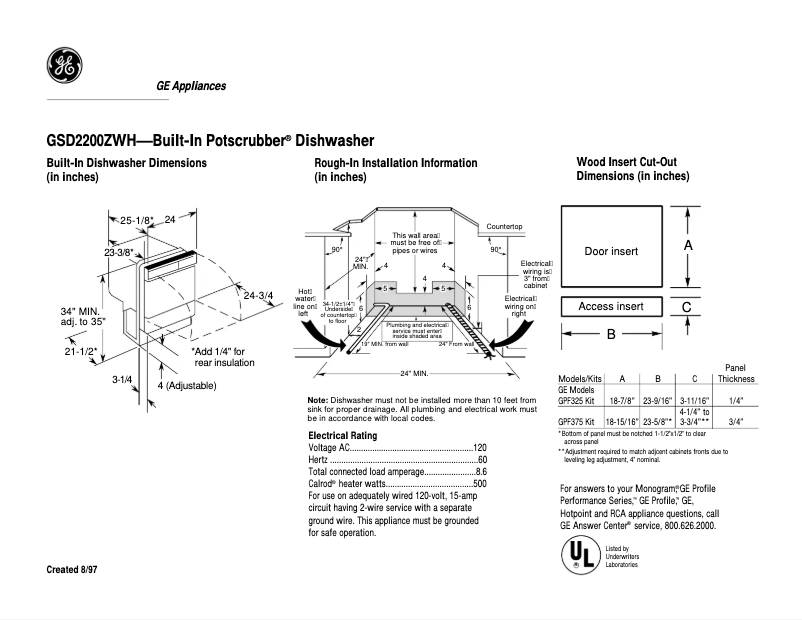 Image de la première page du manuel de l'appareil GSD2200ZWH