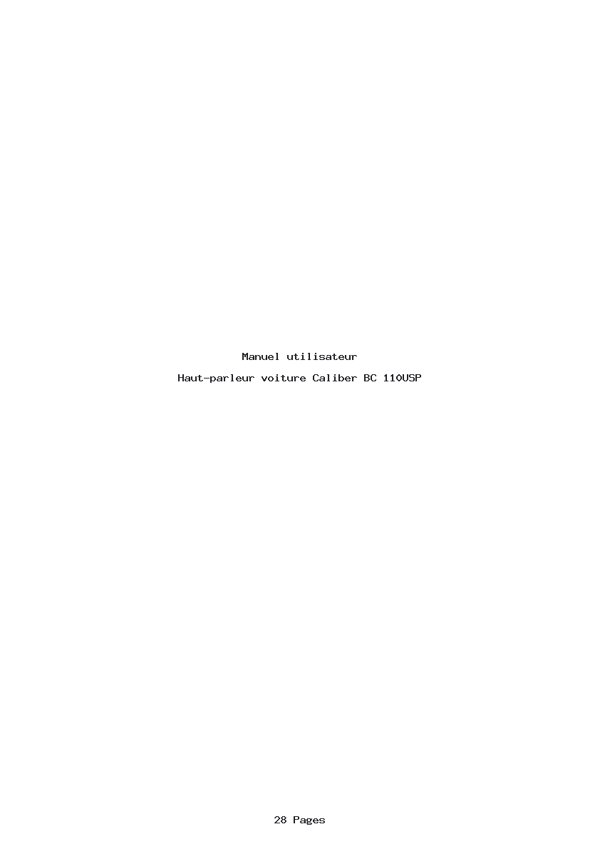 Page 1 de la notice Manuel utilisateur Caliber BC 110USP