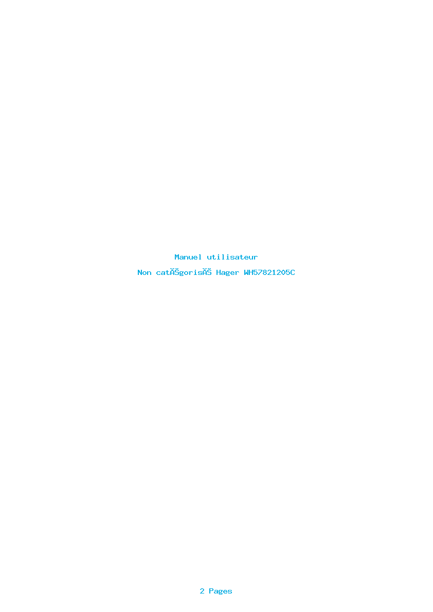 Page 1 de la notice Manuel utilisateur Hager WH57821205C
