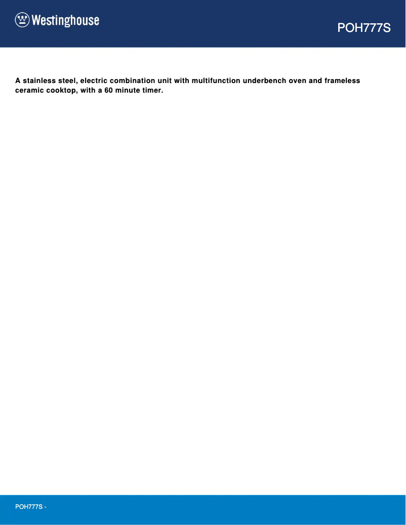 Page 1 de la notice Manuel utilisateur Westinghouse POH777S