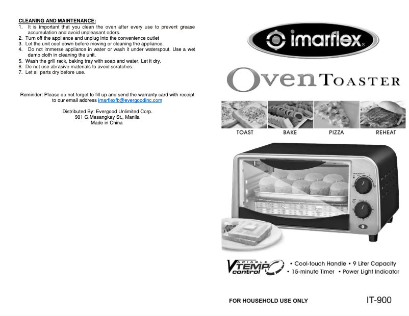 Page 1 de la notice Manuel utilisateur Imarflex IT-900