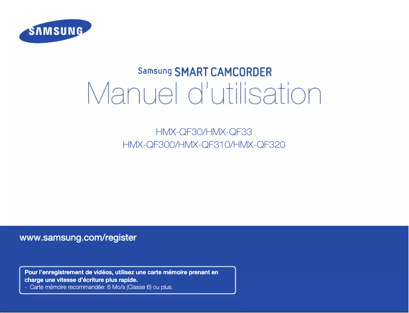 Page 1 de la notice Manuel utilisateur Samsung HMX-QF30WP