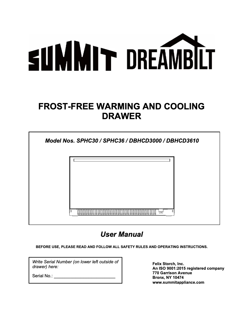 Page 1 de la notice Manuel utilisateur Summit SPHC30