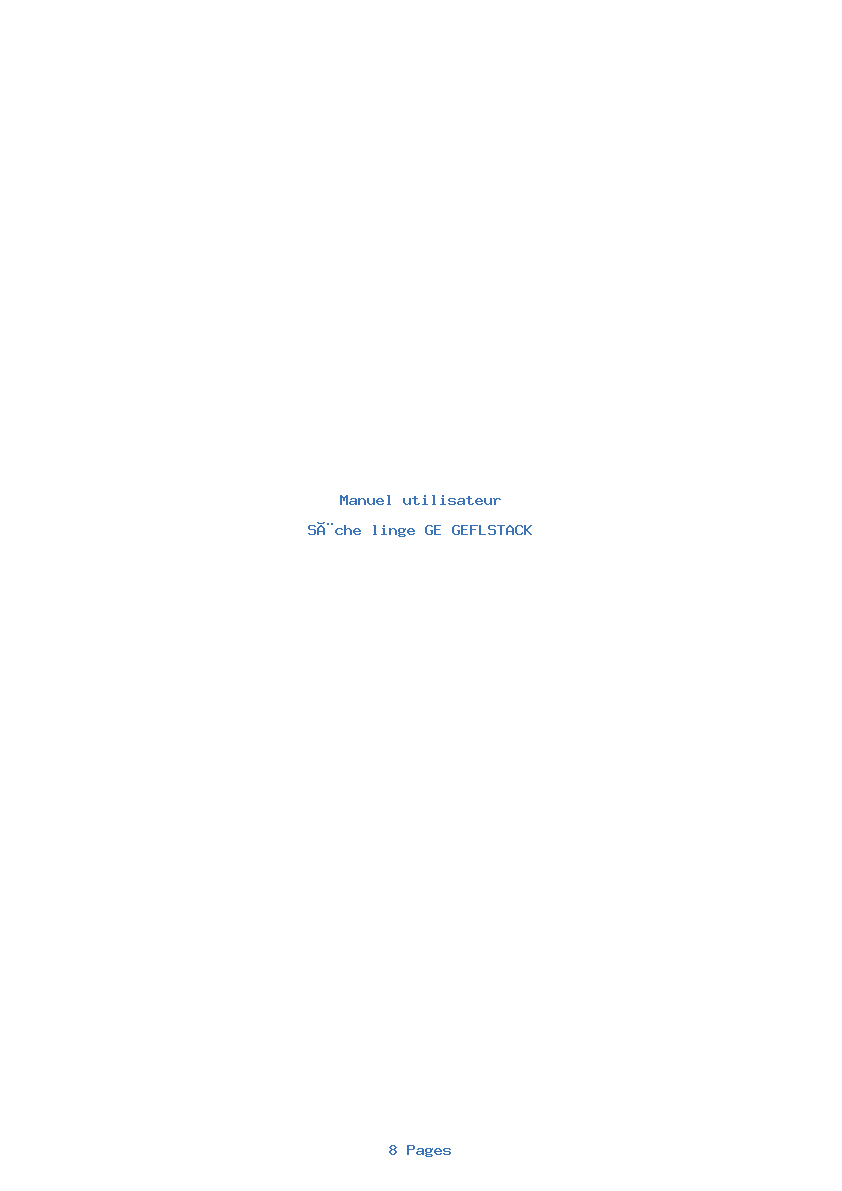 Image de la première page du manuel de l'appareil GEFLSTACK