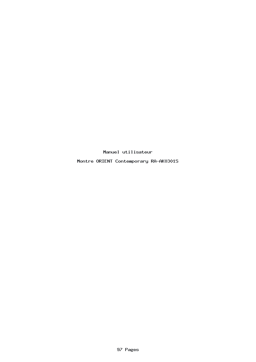 Page 1 de la notice Manuel utilisateur ORIENT Contemporary RA-AK0301S