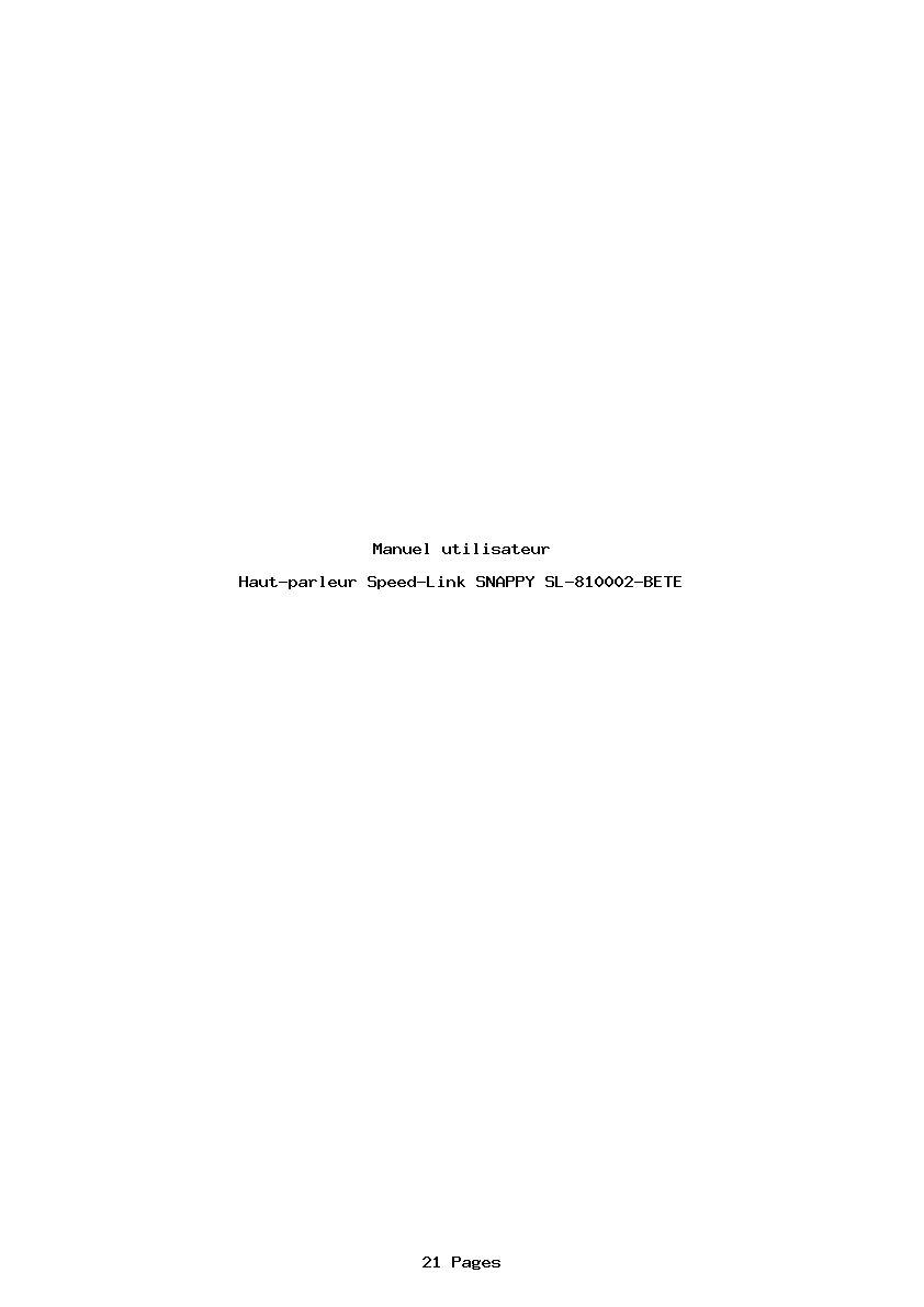 Page 1 de la notice Manuel utilisateur Speed-Link SNAPPY SL-810002-BETE