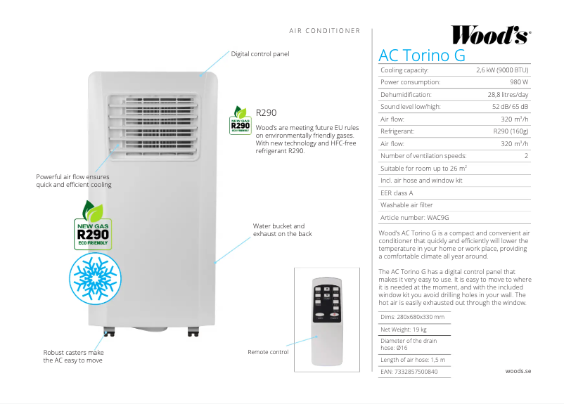 Page 1 de la notice Fiche technique Wood's Torino