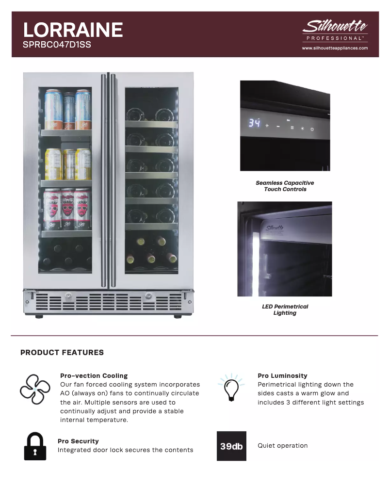 Page 1 de la notice Fiche technique Danby SPRBC047D1SS