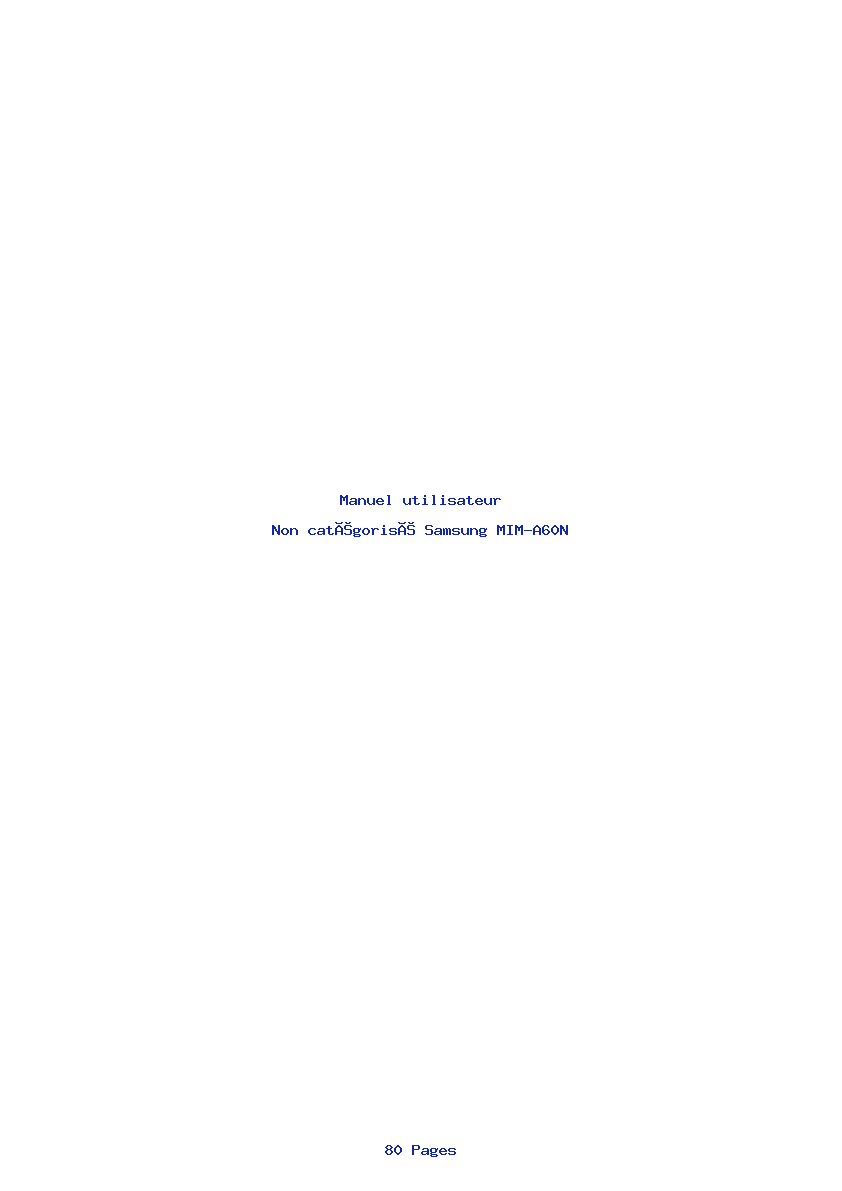 Page 1 de la notice Manuel utilisateur Samsung MIM-A60N