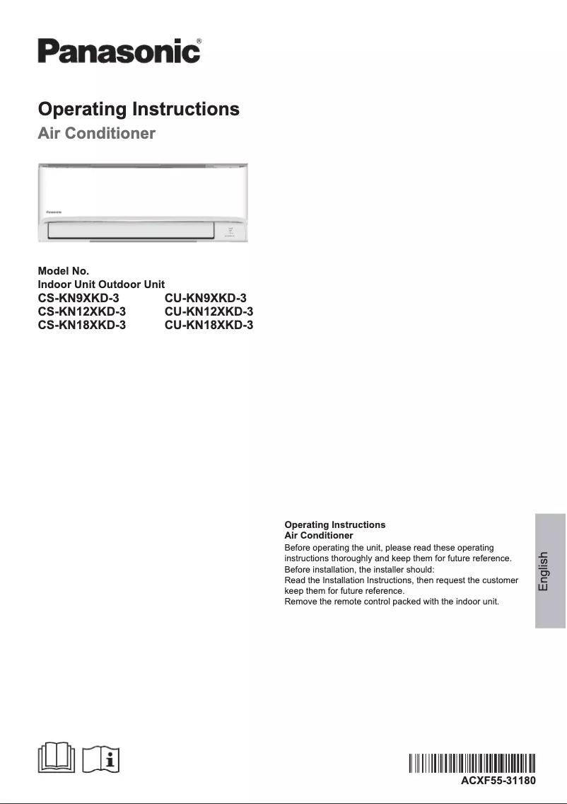 Page 1 de la notice Manuel utilisateur Panasonic CS-KN18XKD-3