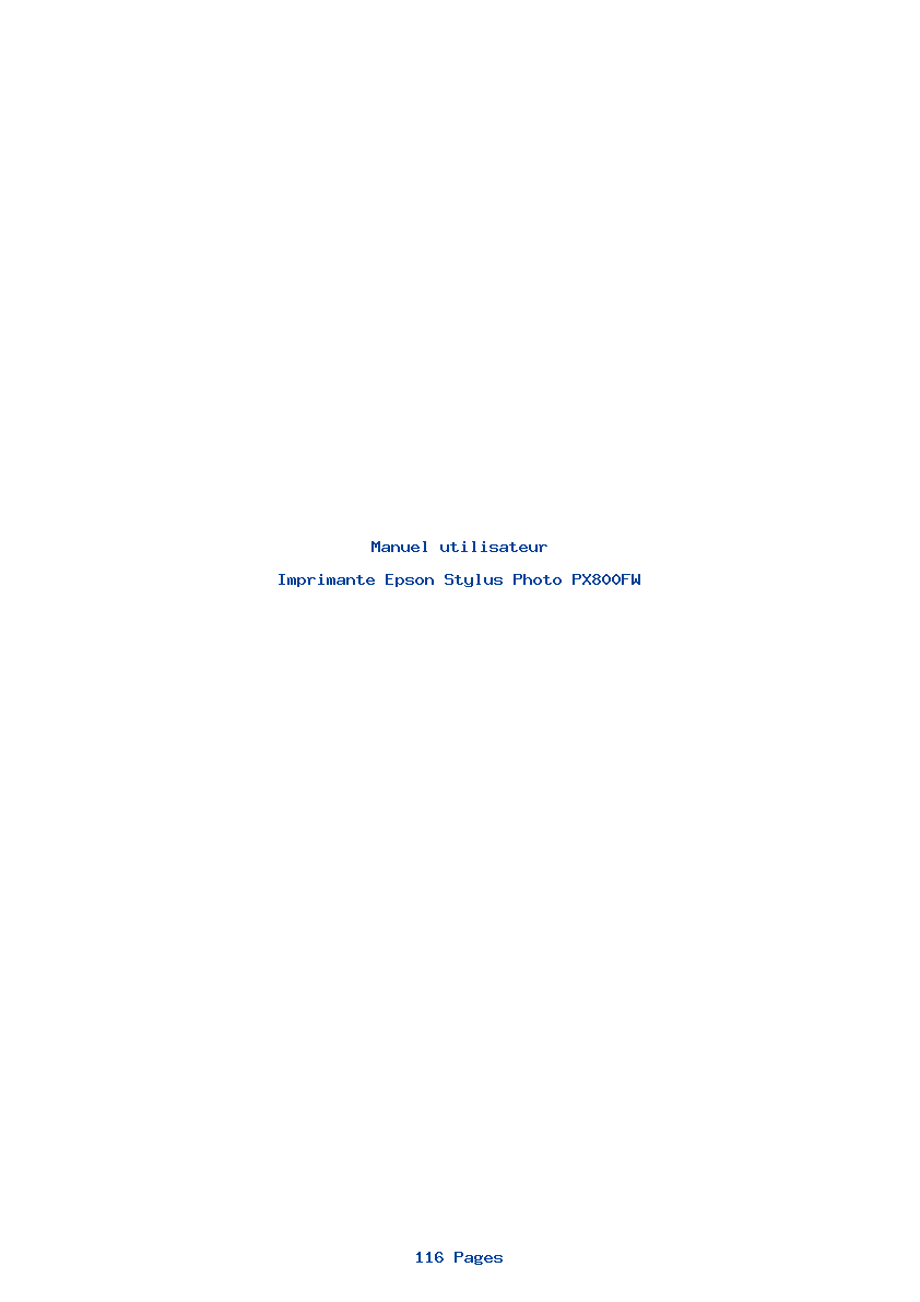 Page 1 de la notice Manuel utilisateur Epson Stylus Photo PX800FW
