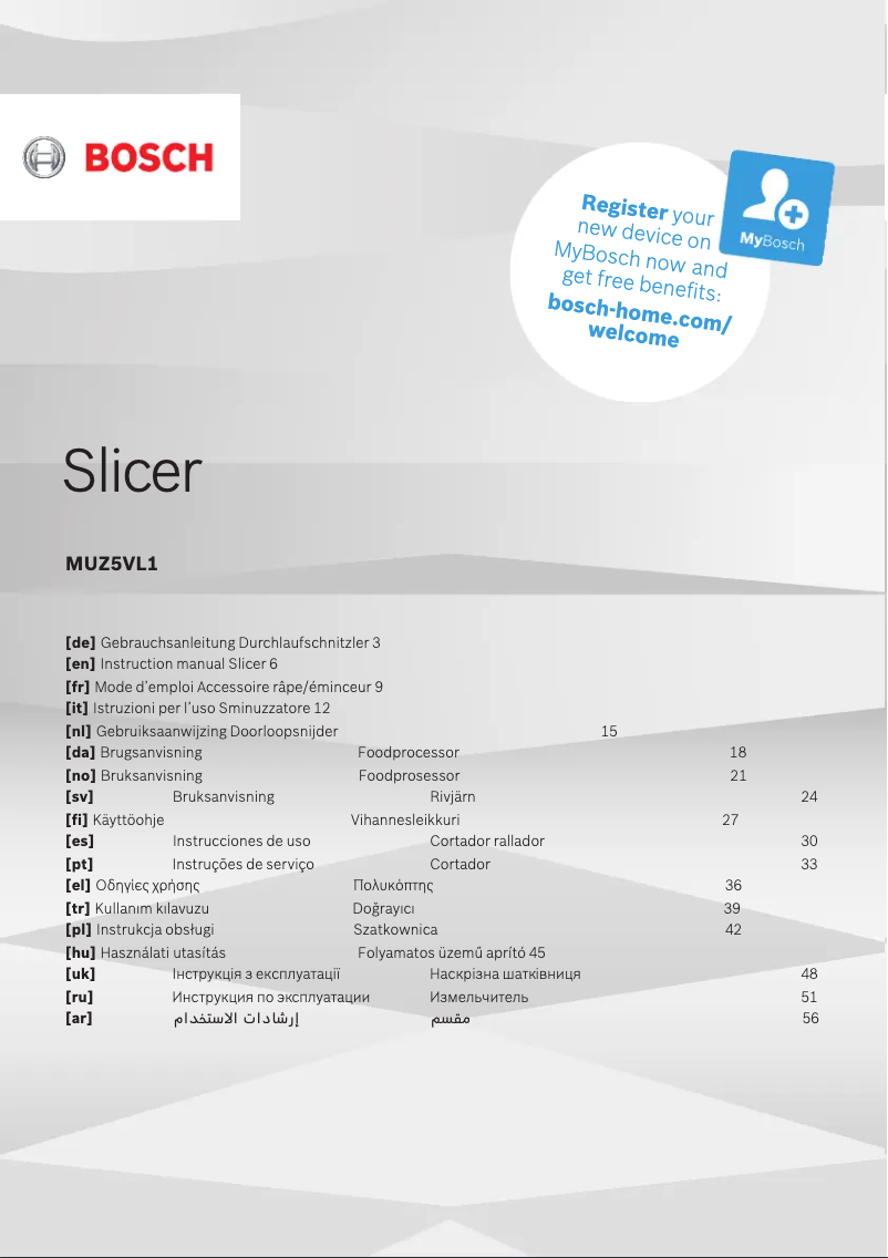 Page 1 of the manual User Manual Bosch MUZ5VL1