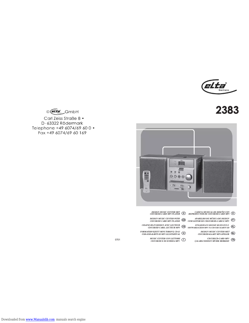 Page 1 de la notice Manuel utilisateur Elta 2383