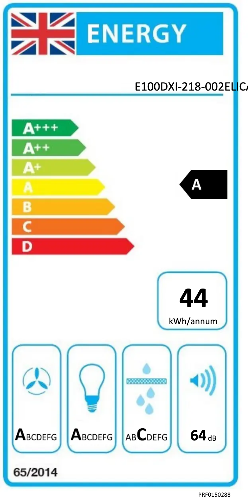 Page 1 de la notice Label énergétique Elica Reef PRF0150288