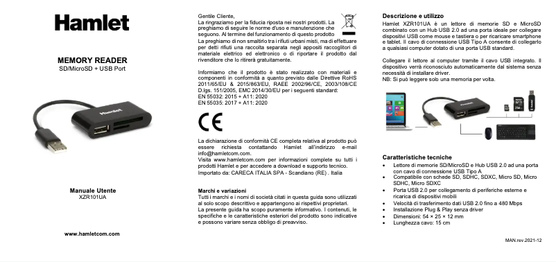 Page 1 de la notice Manuel utilisateur Hamlet XZR101UA