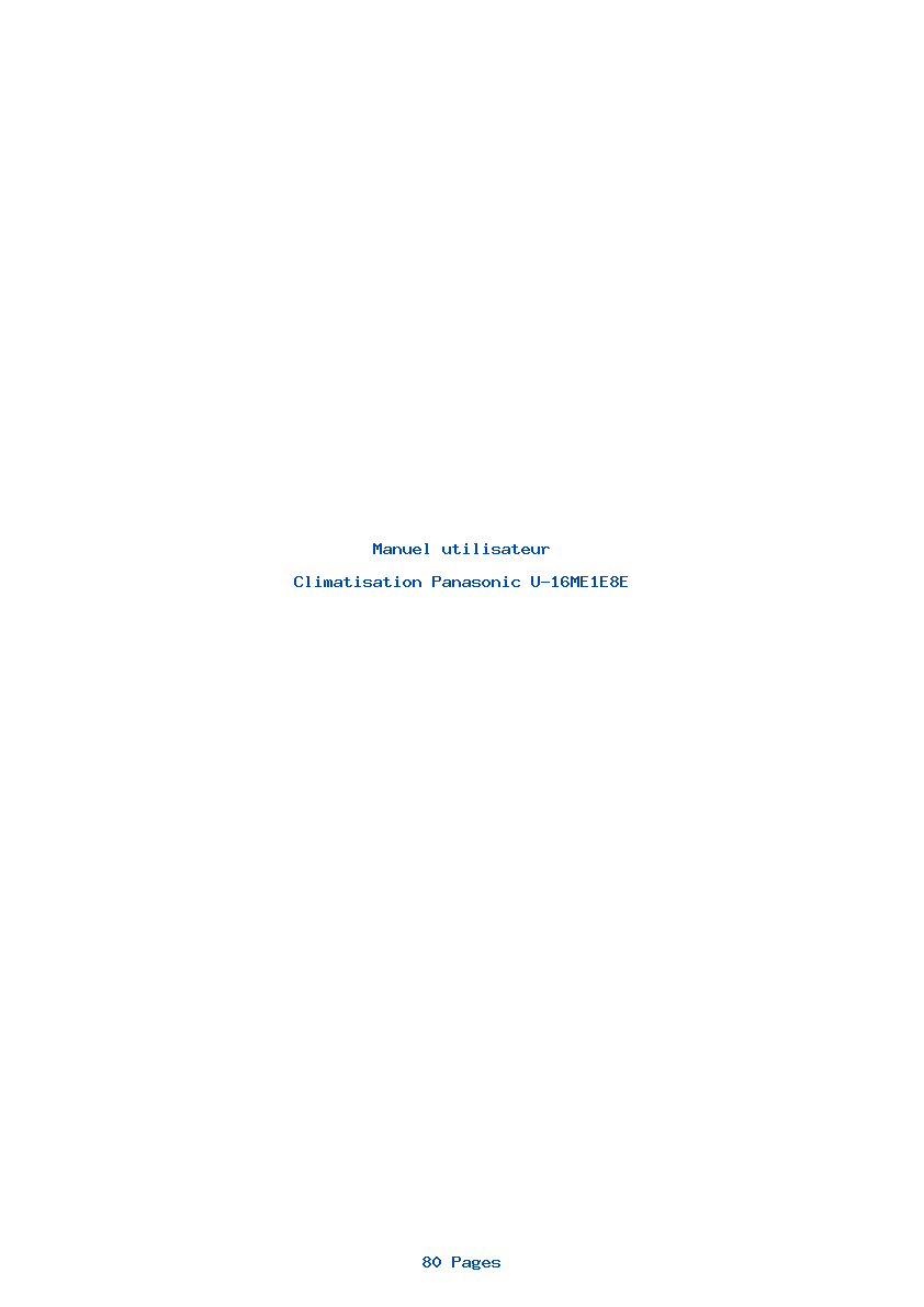 Page 1 de la notice Manuel utilisateur Panasonic U-16ME1E8E