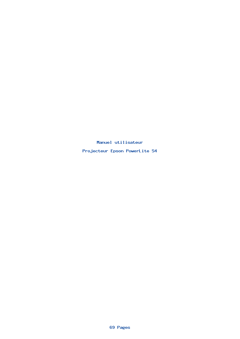 Page 1 de la notice Manuel utilisateur Epson PowerLite S4