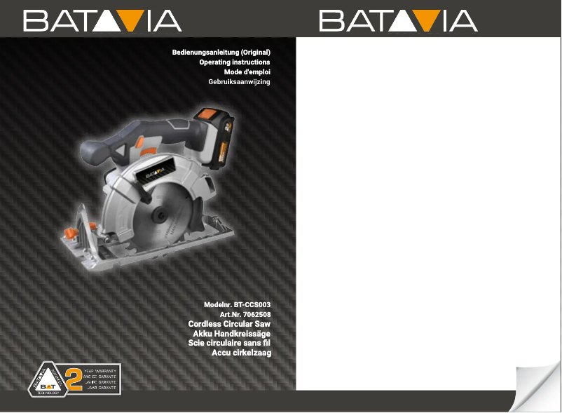 Page 1 of the manual User Manual Batavia BT-CCS003
