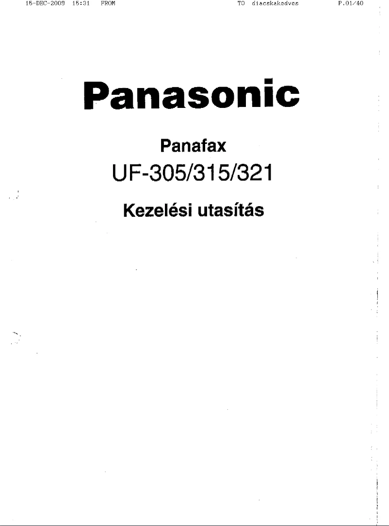 Page 1 of the manual User Manual Panasonic Panafax UF-321