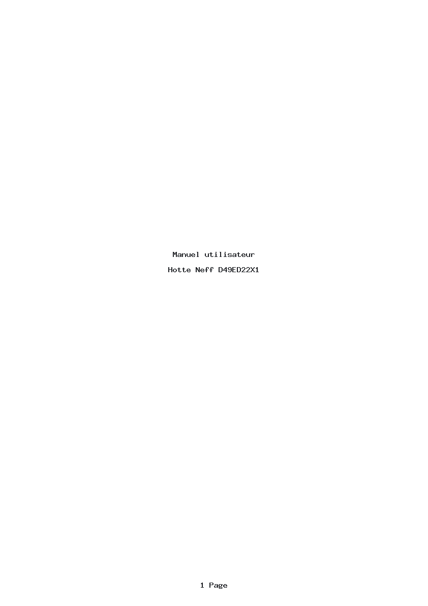 Page 1 de la notice Manuel utilisateur Neff D49ED22X1
