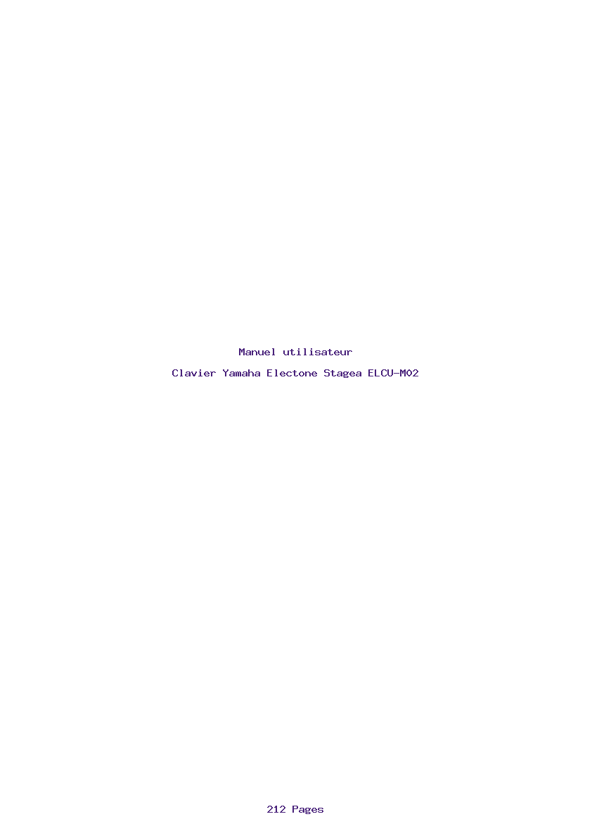Page 1 de la notice Manuel utilisateur Yamaha Electone Stagea ELCU-M02