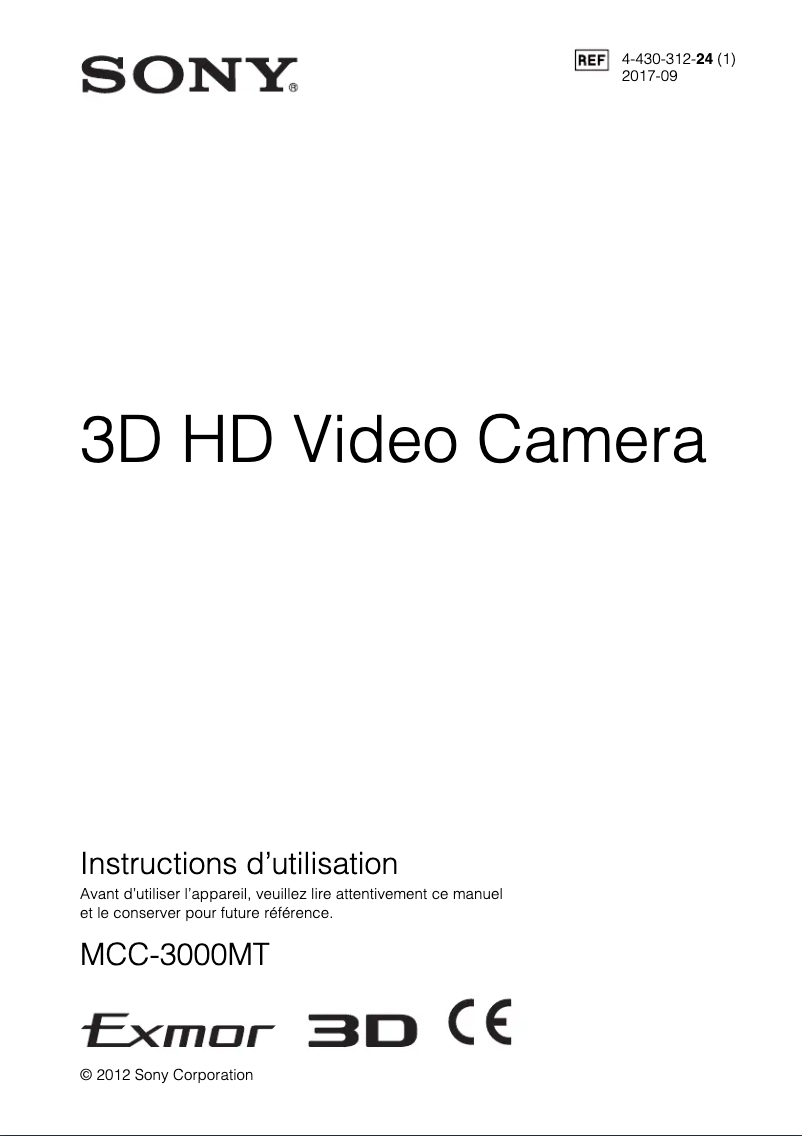 Page 1 de la notice Manuel utilisateur Sony MCC-3000MT