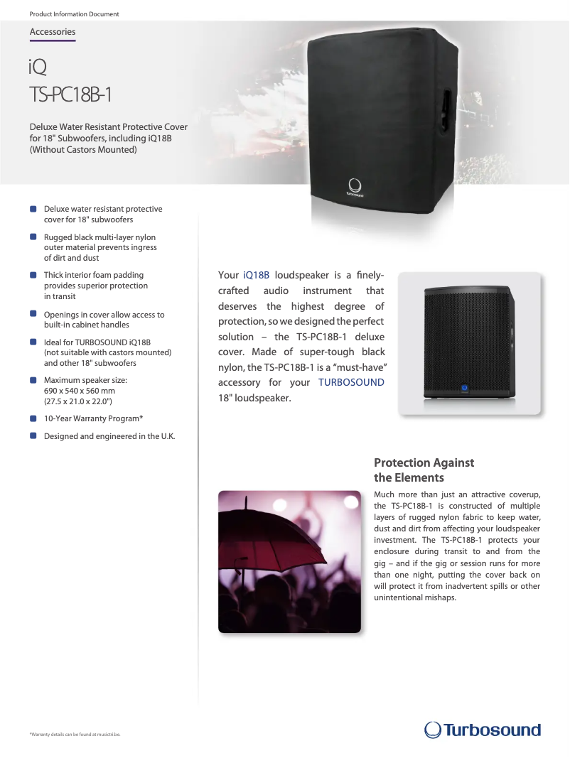 Página 1 del manual Ficha técnica Turbosound TS-PC18B-1