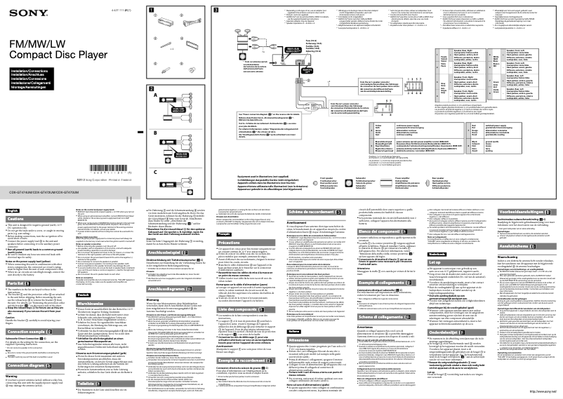 Page 1 de la notice Guide d'installation Sony CDX-GT472UM