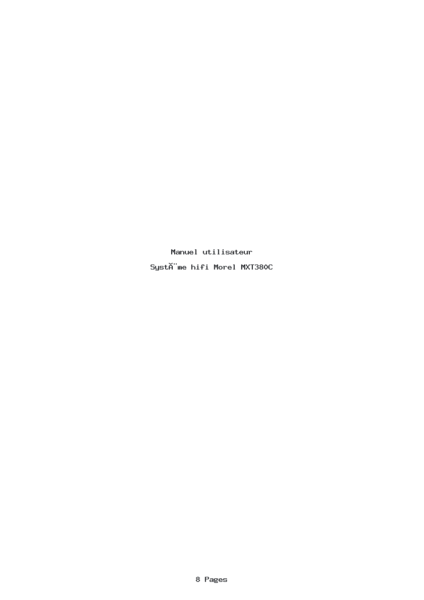 Page 1 de la notice Manuel utilisateur Morel MXT380C