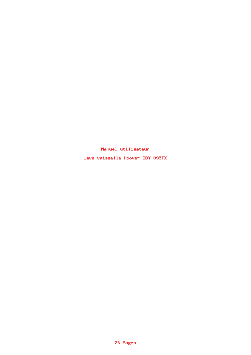Page 1 de la notice Manuel utilisateur Hoover DDY 095TX