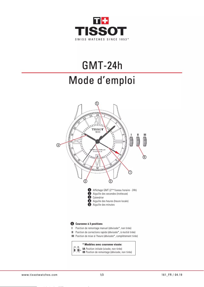 Page 1 de la notice Manuel utilisateur Tissot T-Touch Connect Sport